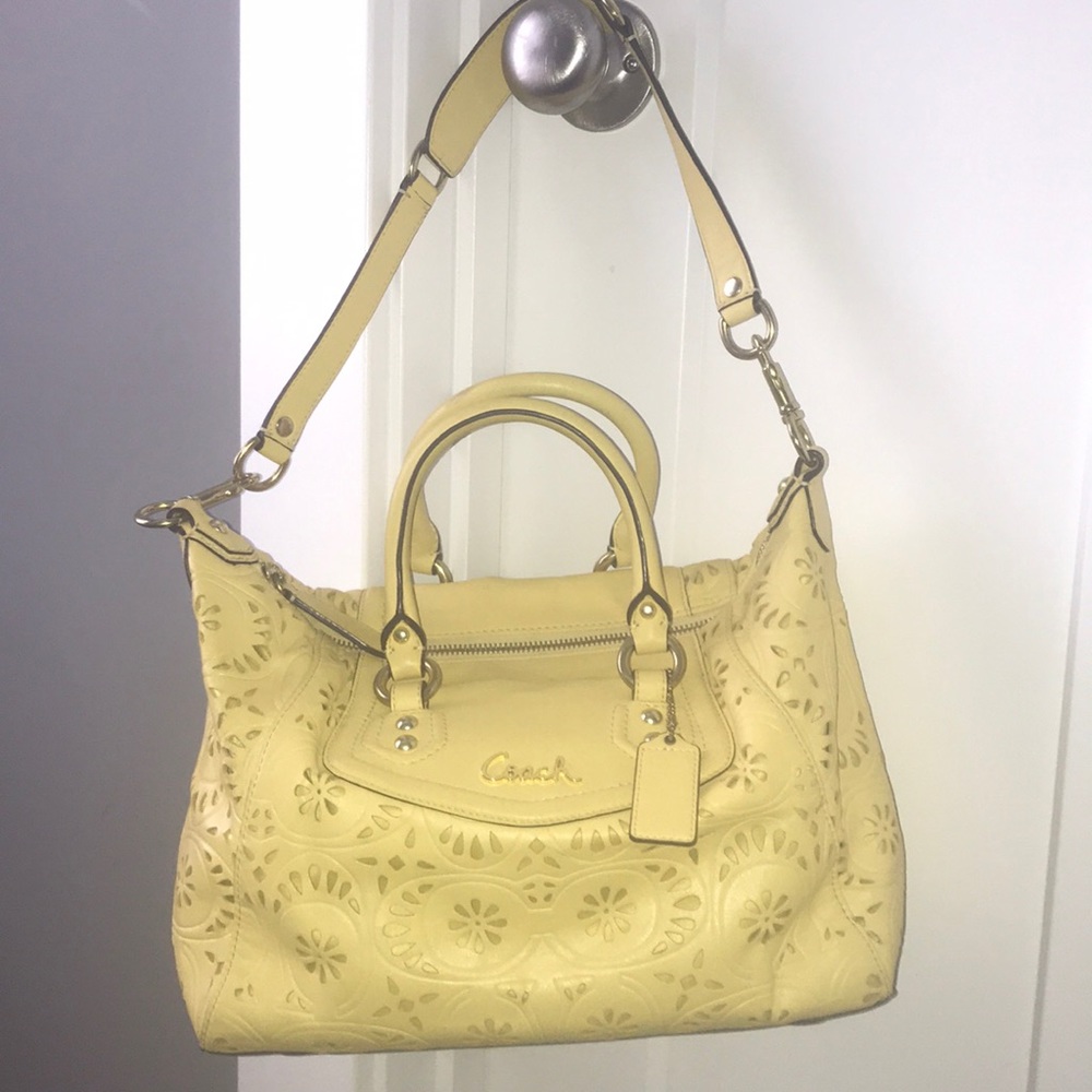 Coach leather yellow satchel
